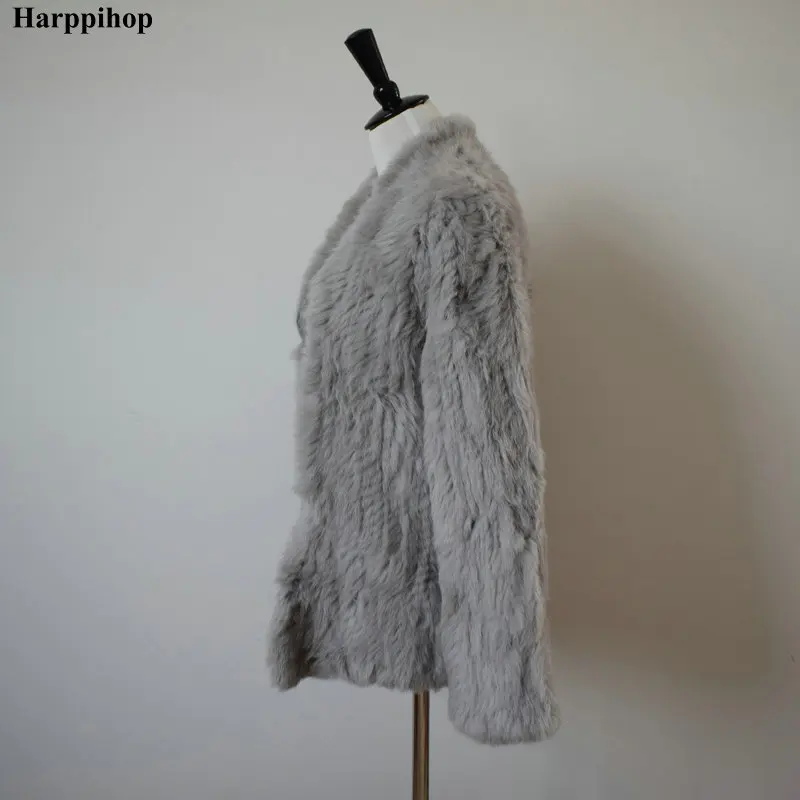Harppihop пальто из натурального кроличьего меха женская натуральная куртка из натурального кроличьего меха жилет/куртки кроличья вязанная зимняя теплая куртка harppihop
