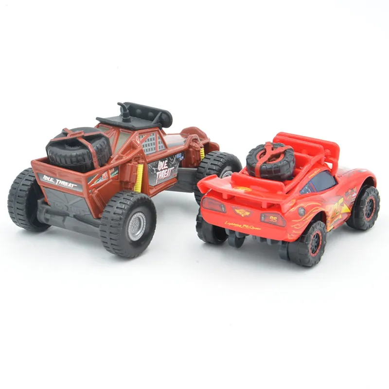 Disney Pixar машинки Новые 2 шт. № 95 внедорожник Lightning Mcqueen и простое угрозы с большими колесами, коричневый пляжные багги литья под давлением модели машинок из сплава игрушки
