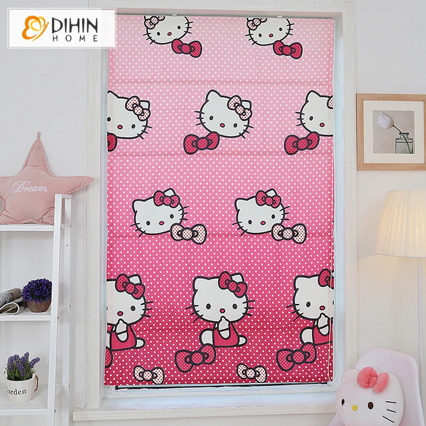 Pink Cartoon Printing Blackout Curtains For Living Room Roman Blinds Customized Size Roller Blind Free Shipping | Дом и сад