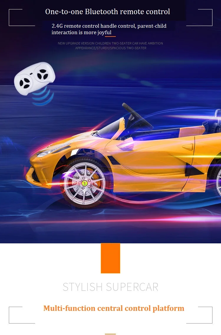 12V двойной открытый дверной 2,4G Bluetooth пульт дистанционного управления Детская электрическая езда на мощном автомобиле поддержка светодиодный светильник и музыка