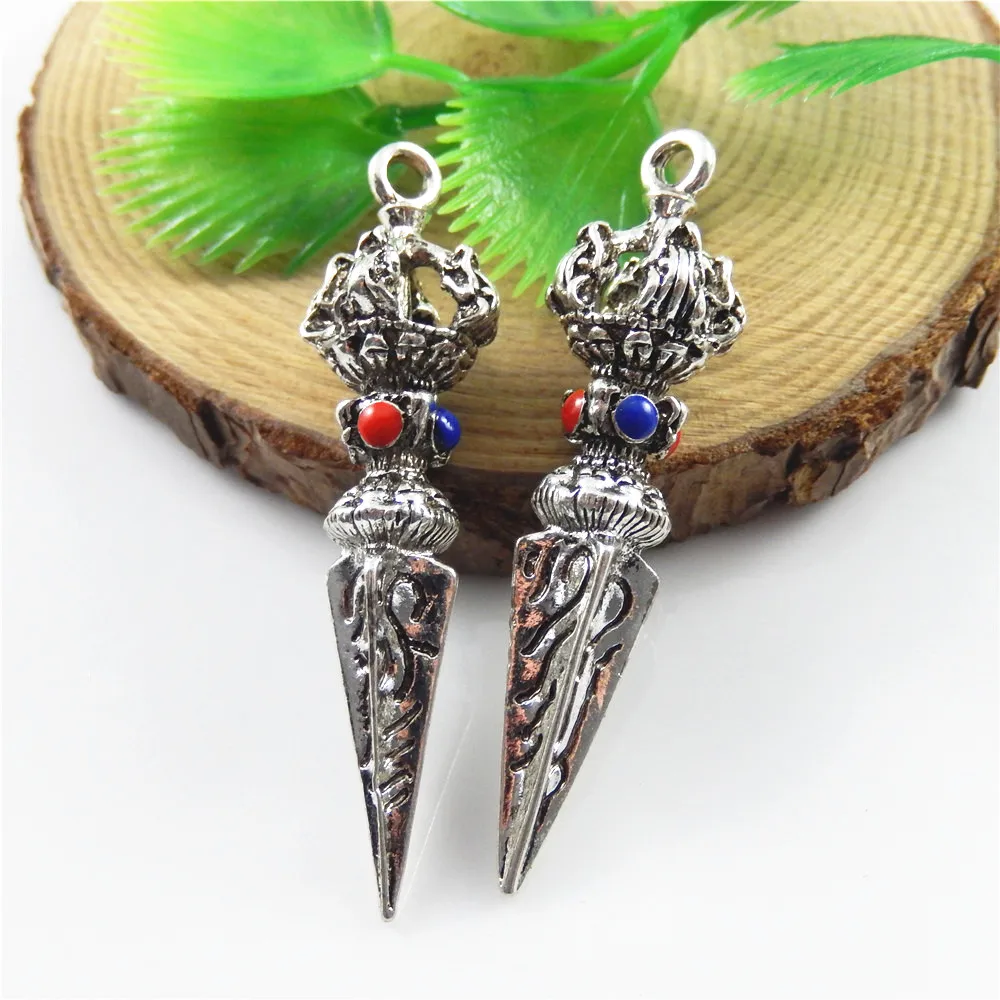 (2pieces)Male Dec Alloy Shadowbane Necklace Pendant Vintage Sword Creative Bracelet Charms 53*14mm Jewelry Findings Crafts 52551|pendants