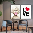 Плакаты и принты на холсте с изображением Мэрилин Монро, с изображением пузырей, большая картина, стена арт-деко для гостиной, для влюбленных