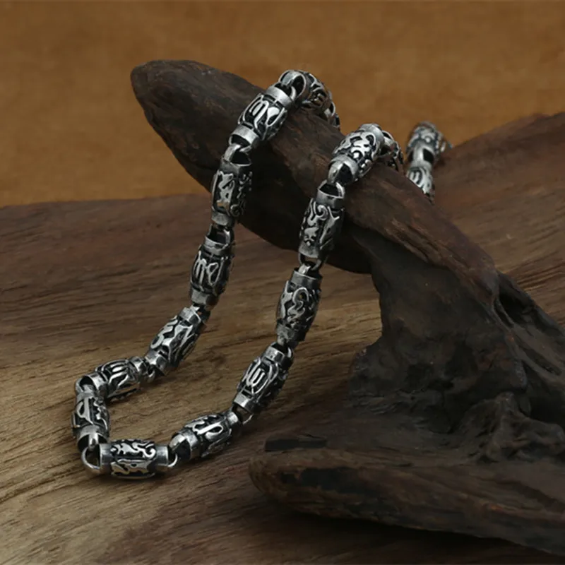 66g 100% Real Pure 925 Sterling Silver Choker Necklace 8MM Thick Chain Men Gift Thai silver long Initial necklace | Украшения и