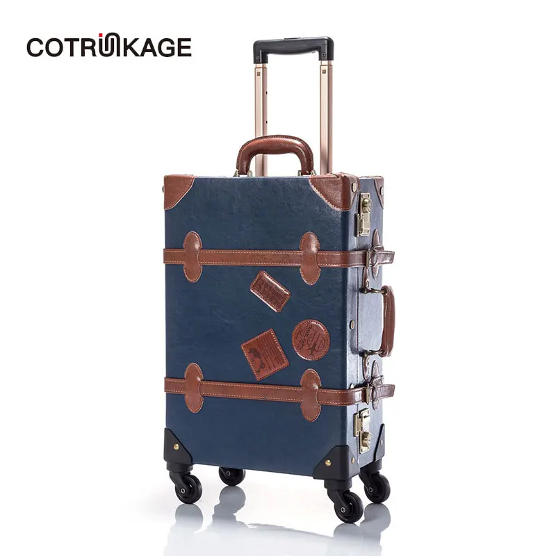 COTRUNKAGE 20 &quot 26&quot TSA Lock ретро PU кожаный винтажный Жесткий чемодан мужской на