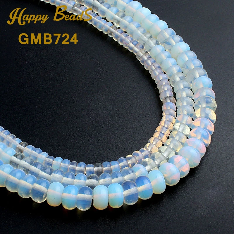 

Created White Opal Stone Rondelle Beads For Jewelry Making 15.5inches 6/8/10mm Spacer Beads Diy Jewelry