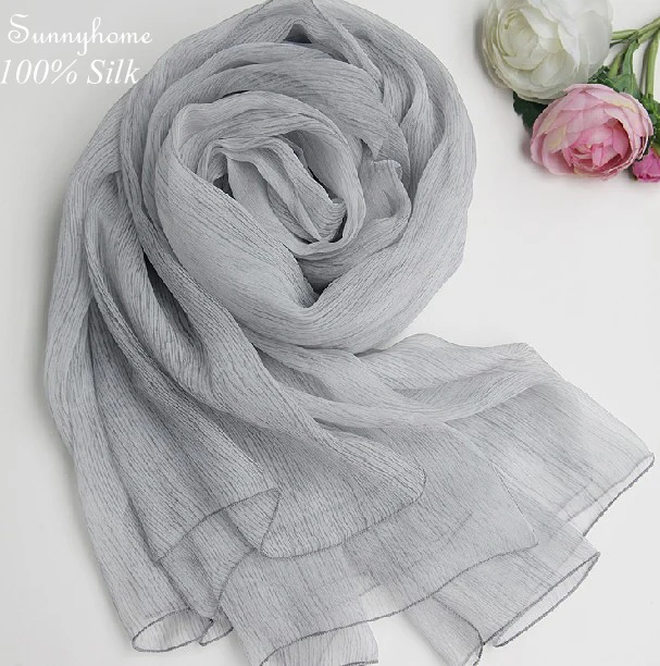 Chalinas Y Pashminas 100% PureTwill шелковый шарф Хиджаб 2016 летние пляжные шали и шифоновые шарфы