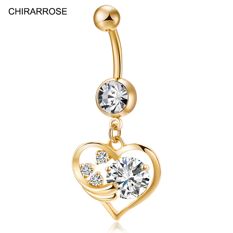 Мода любовь сердце колокол кнопка кольцо Бар золото Цвет хирургический Металл