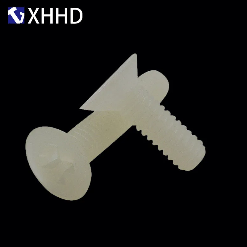 

M2.5 M3 M4 M5 White Phillips Nylon Flat Head Screw Plastic Insulation Cross Ressed Metric Thread Countersunk Head Machine Bolt