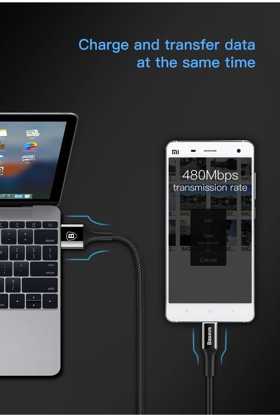Baseus Lighting mi cro USB кабель для Xiaomi mi redmi note 4x5 pro USB зарядное устройство Синхронизация данных Реверсивный mi crousb кабель для samsung S7