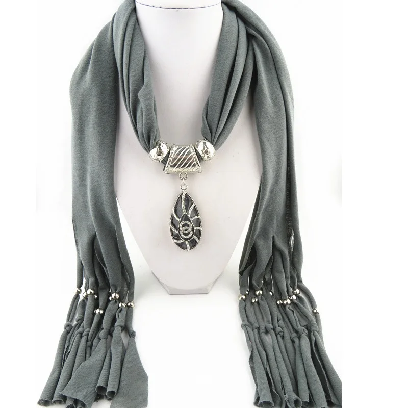Этнический полиэфирный шарф с подвеской и кисточкой ювелирные изделия ожерелье