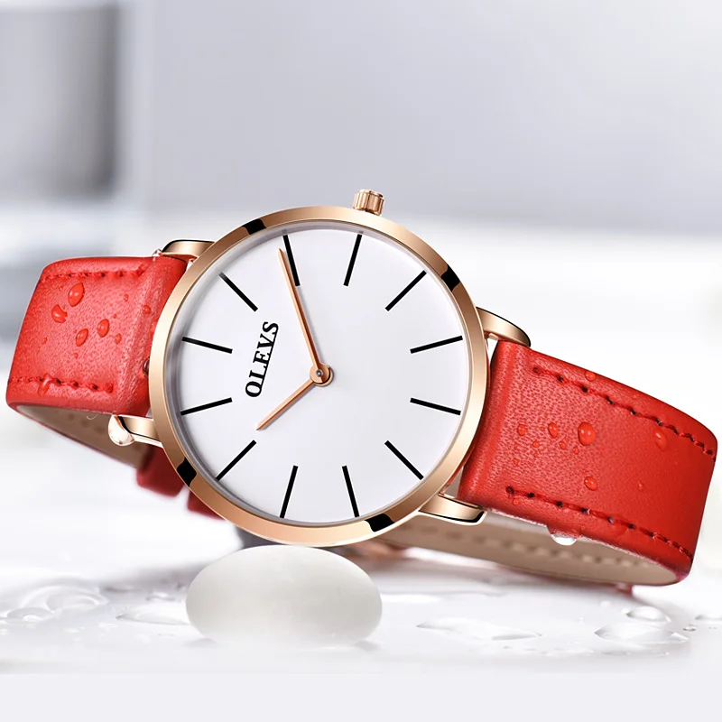 OLEVS ультратонкие дизайнерские водонепроницаемые часы для влюбленных женские и