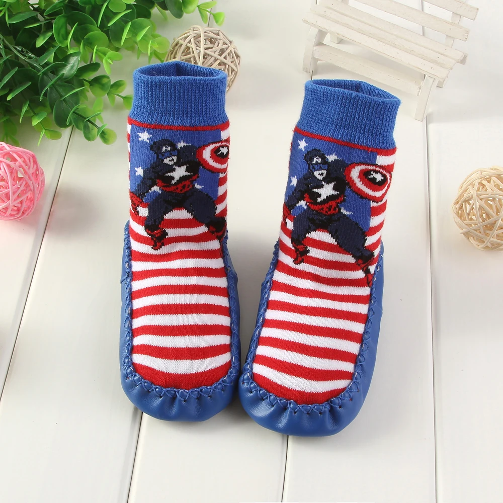 Зима капитан маленьких обувь мягкая подошва малышей носки с резиновой подошвой