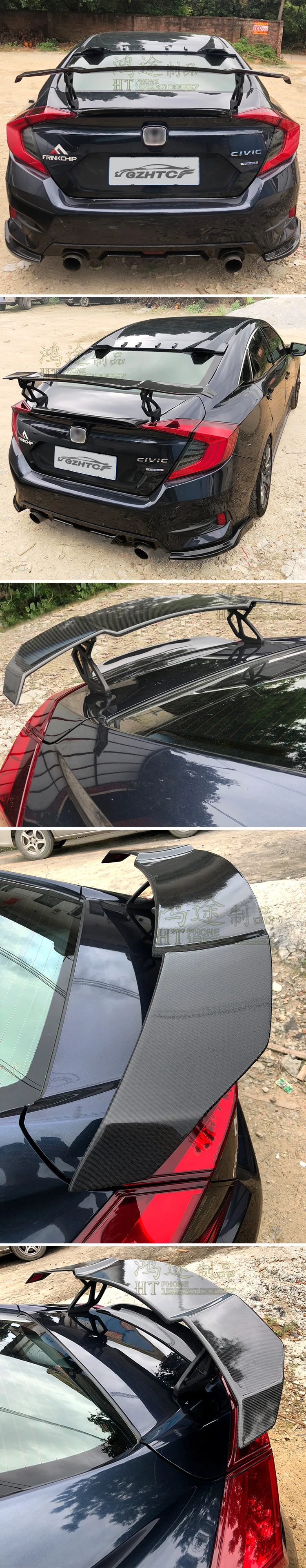 Для honda civic карбоновая коробка заднего хвоста спойлер крыло модели модели гоночный стиль хвост крыло губы