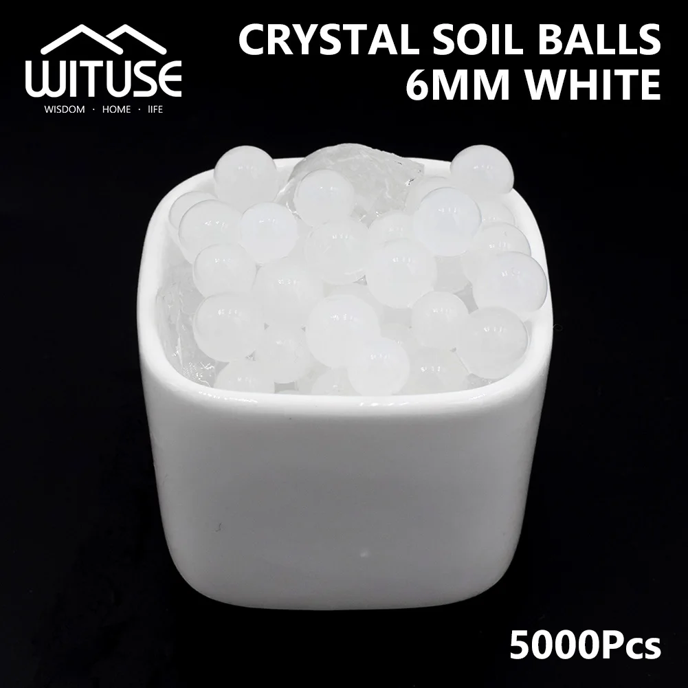 White 5000 шт 6 мм в форме жемчуга 6-8 мм большой кристалл почвы воды бусинки грязи растут волшебный Желейный шарик детская игрушка Свадьба домашний декор гидрогелевые бусины - Цвет: White