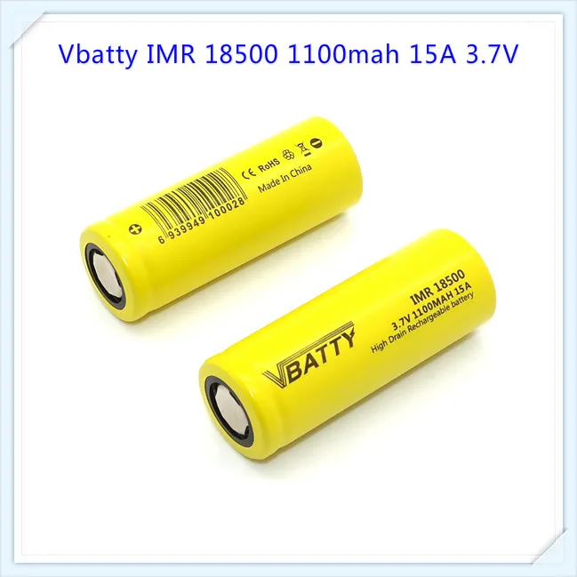 Vbatty IMR 18500 1100 мАч 15A 3 7 в перезаряжаемый литий полимерный аккумулятор с плоским