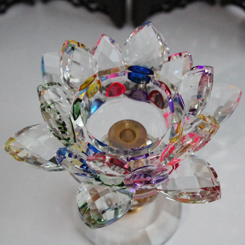 XINTOU Хрустальное стекло блок цветок лотоса металлические подсвечники фэн шуй