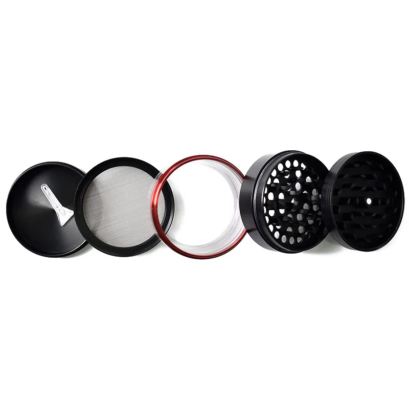 63 mm 4 pieces layer part zinc alloy side window weed tobacco ceramic grinder herb | Дом и сад