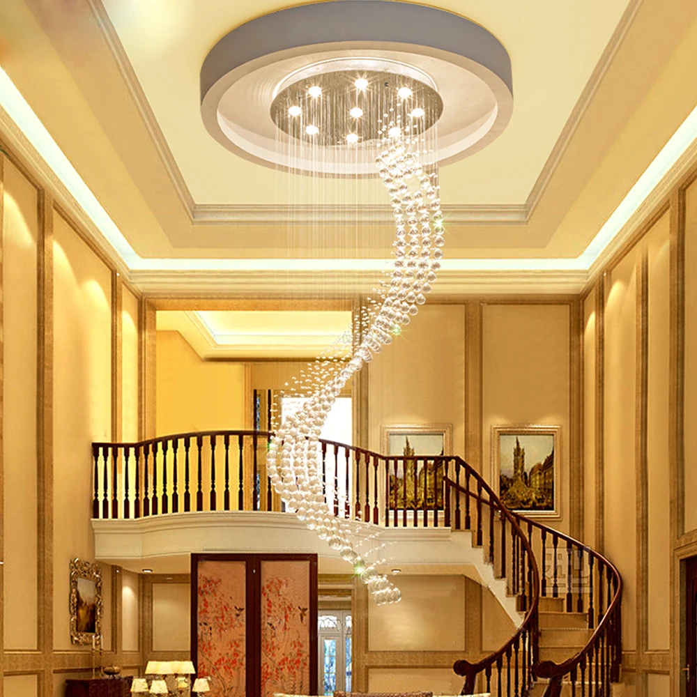 Современный светодиодный Длинный Спираль с украшением в виде кристаллов