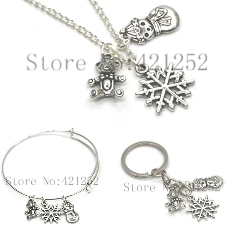 

12pcs Christmas bracelet Gingerbread snowflake Charm bracelet, Holiday Bangle adjustable