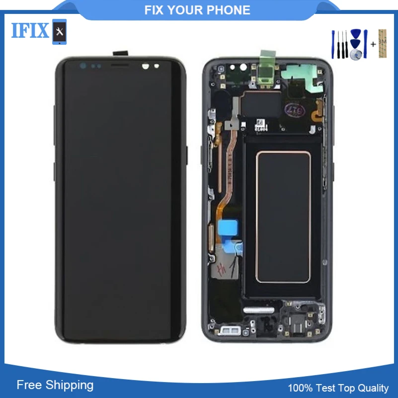 For Samsung Galaxy S8 S8+ Plus Super Amoled Infinity Display SM-G9550 G955 G950 Touch Screen Digitizer Assembly with Frame Bezel | Мобильные