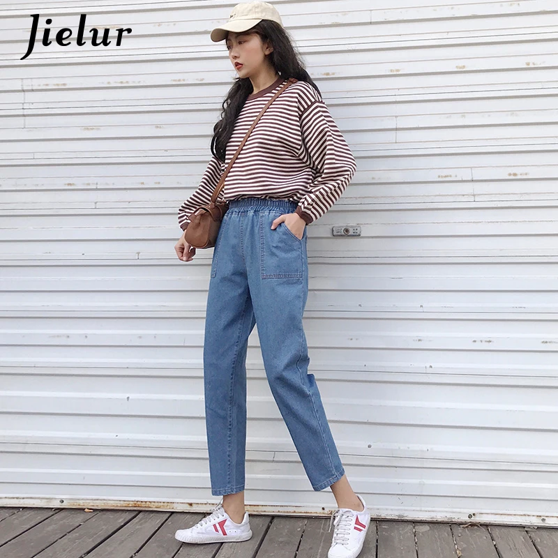 Jielur Harajuku S-5XL уличные джинсы для женщин в стиле бойфренд корейские синие Femme 2020
