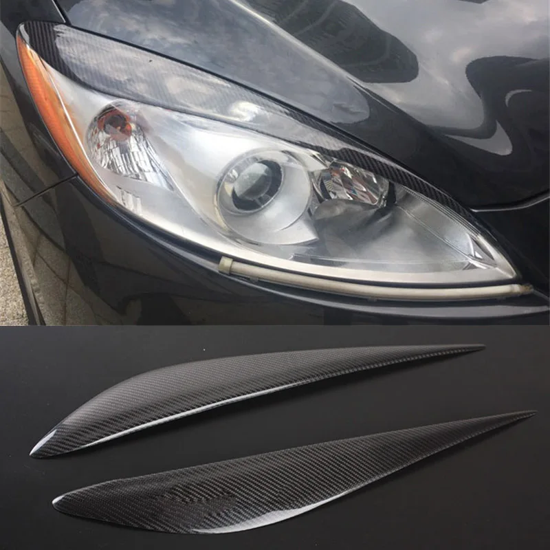 Carbon Fiber Headlight Cover Eyebrows Eyelid Trim Sticker For Mazda 5 2010-2017