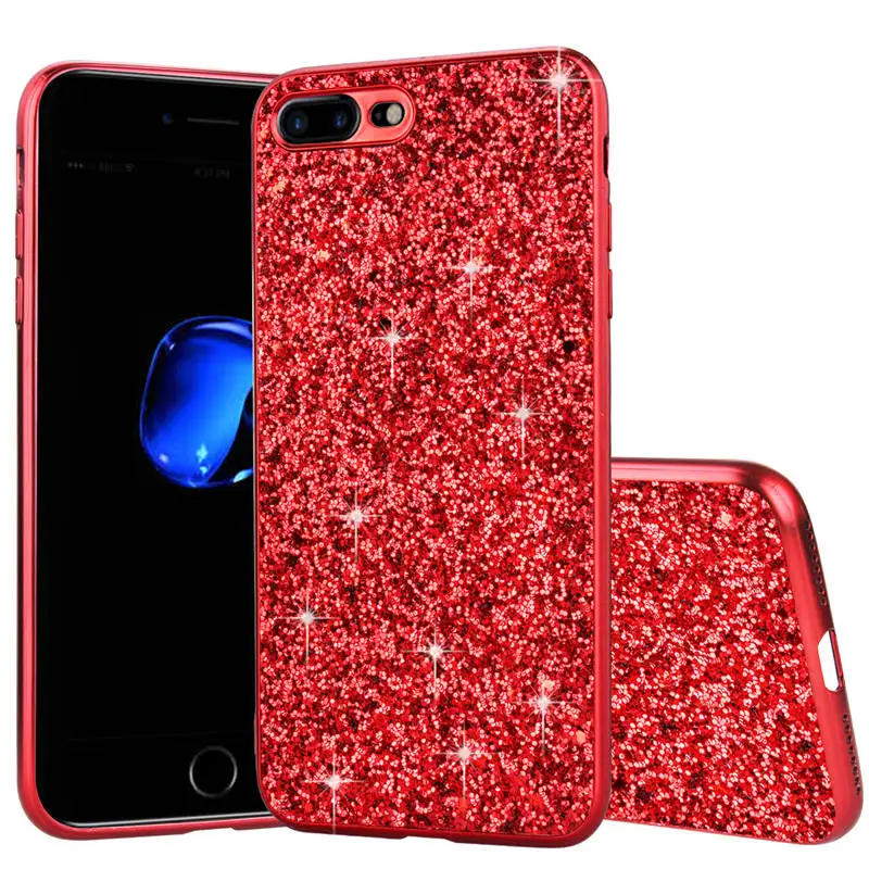 Чехол для телефона iPhone 7 8 Plus X Xs Xr Max роскошные стразы с блестками Coque Мягкий ТПУ