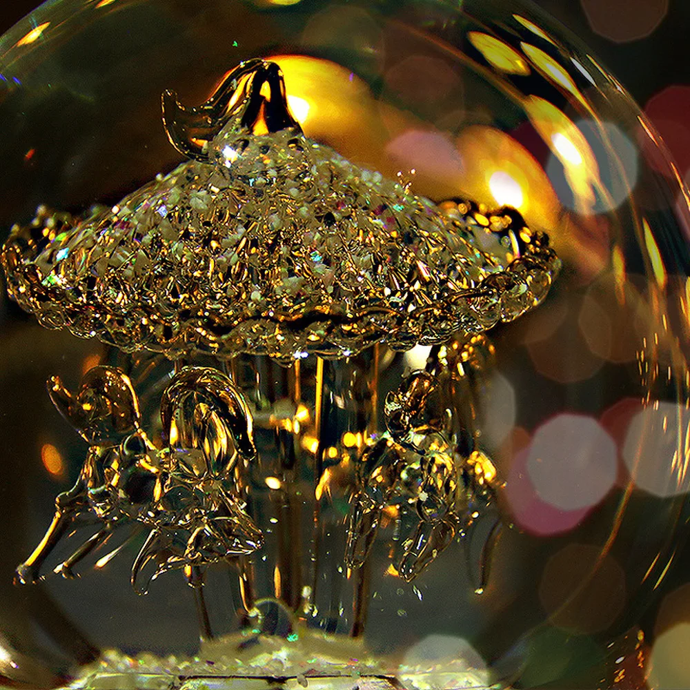 Стеклянная троянская лошадь хрустальный шар музыкальная шкатулка