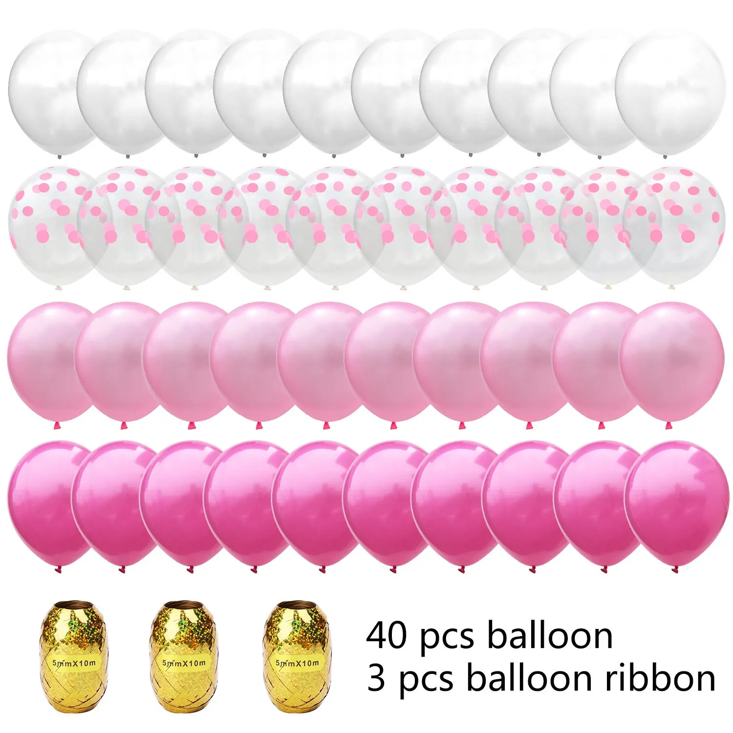 

40Pcs/Set Mix Rose Gold Balloon Birthday Balloons Birthday Party Wedding Decoration Kids&Adult Decor 12inch Latex Air Ballon
