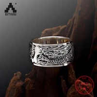 s925 sterling sliver exquisite totem domineering rock thai silver ring rotating dragon men ring best jewelry gift for lover