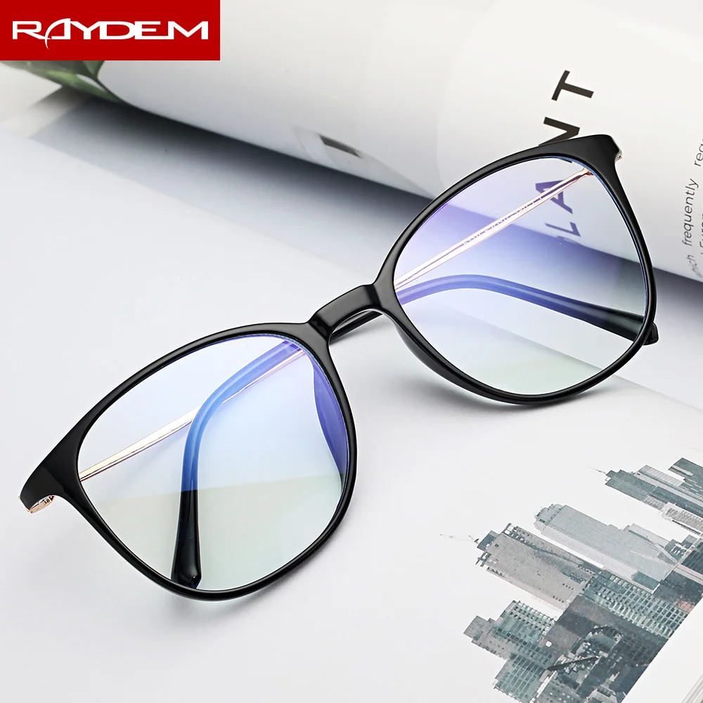 Новинка 2018 овальные очки для близорукости с защитой от синего света черная