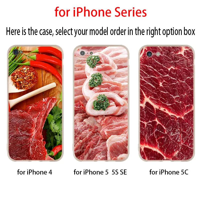 Новый свежего мяса на белом фоне пластины чехол для iphone XS 11 Pro Max XR X 10 Чехол