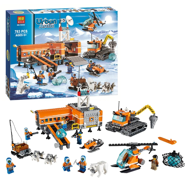 Lepinblocks 783 шт. Bela 10442 City Arctic Snow Base Camp полицейская модель строительные блоки