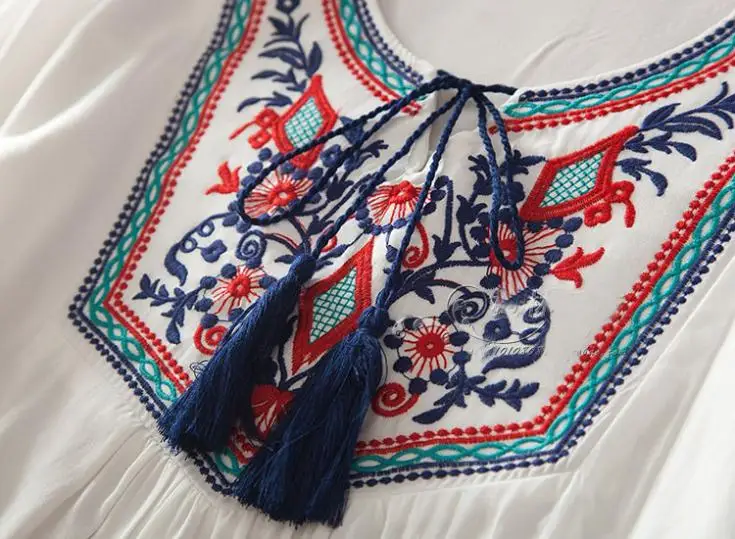 Для женщин S Топы корректирующие и блузки для малышек 2019 вышивка boho Свободная