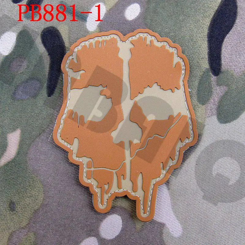 PB881 Tan 3D ПВХ патч призраки моральная, военная Резиновый патч - Цвет: PB881 Tan