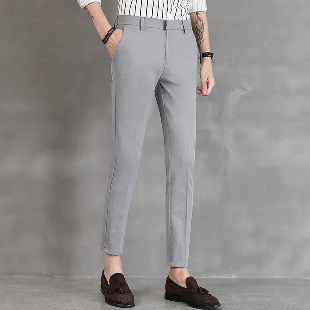 

Plus Size Mens Slim Fit Suit Pants Trousers Formal Skinny Business Casual Smart Suits Pants Men Summer Office Dress Suit Trouser