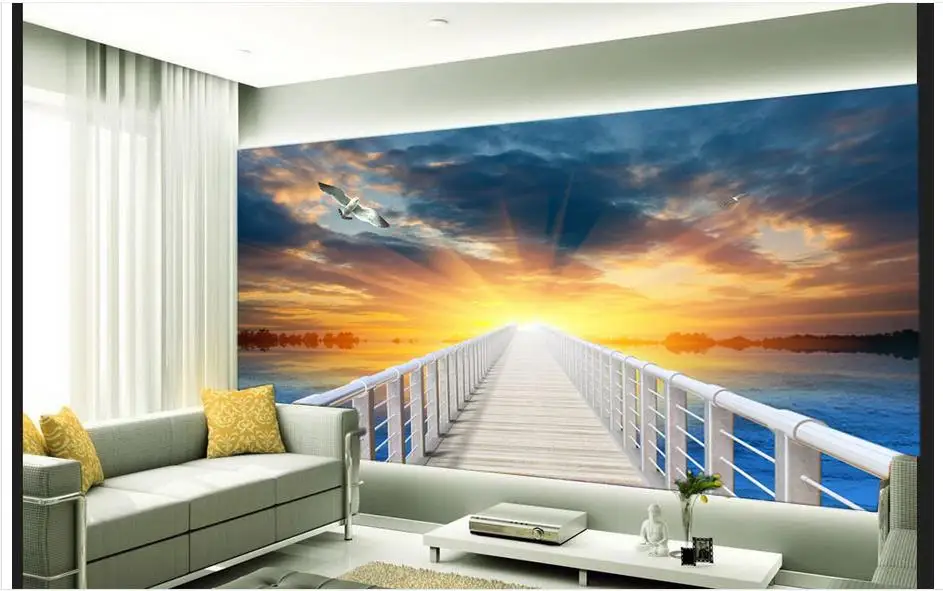 Custom 3d photo wallpaper for walls 3 d wall murals The sea sunset scenery background TV setting home decor | Обустройство дома