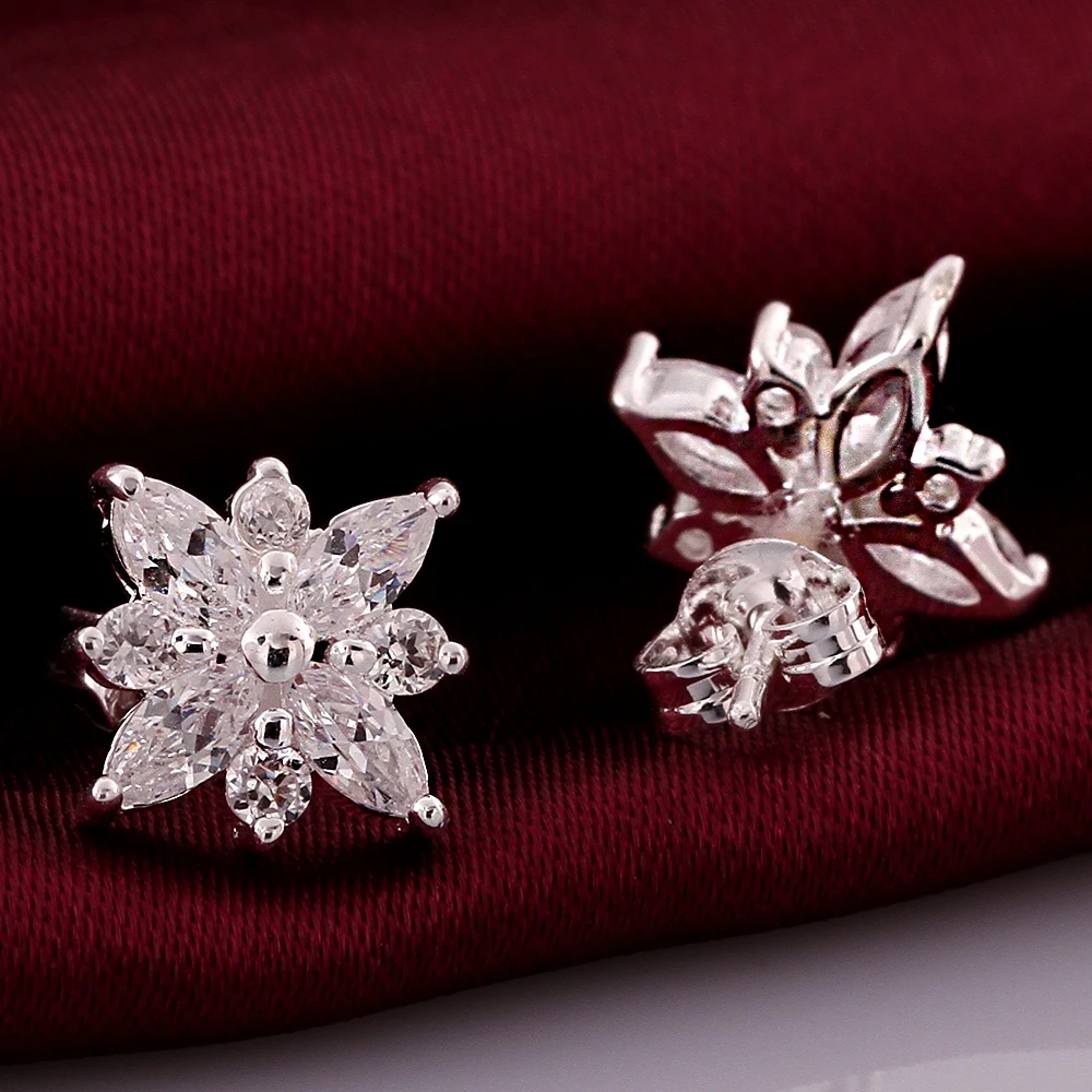 JEWELS Luxury sliver Small Austrian CZ Earring for Women Fashion Popular global simplicity Lucky snowflakes Earrings Jewelry | Украшения и