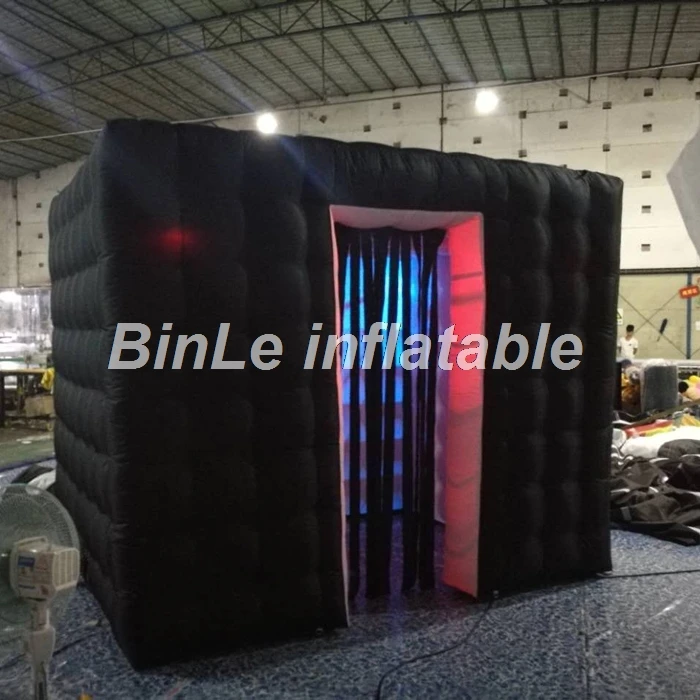 Высокое качество Светодиодный Надувные photo booth черный надувные фотобудки