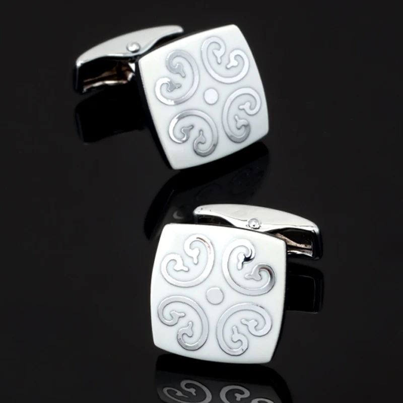 

Бесплатная доставка, новые модные мужские запонки для рубашки, запонки с белым рисунком, эксклюзивный дизайн, запонки Fulang craft button