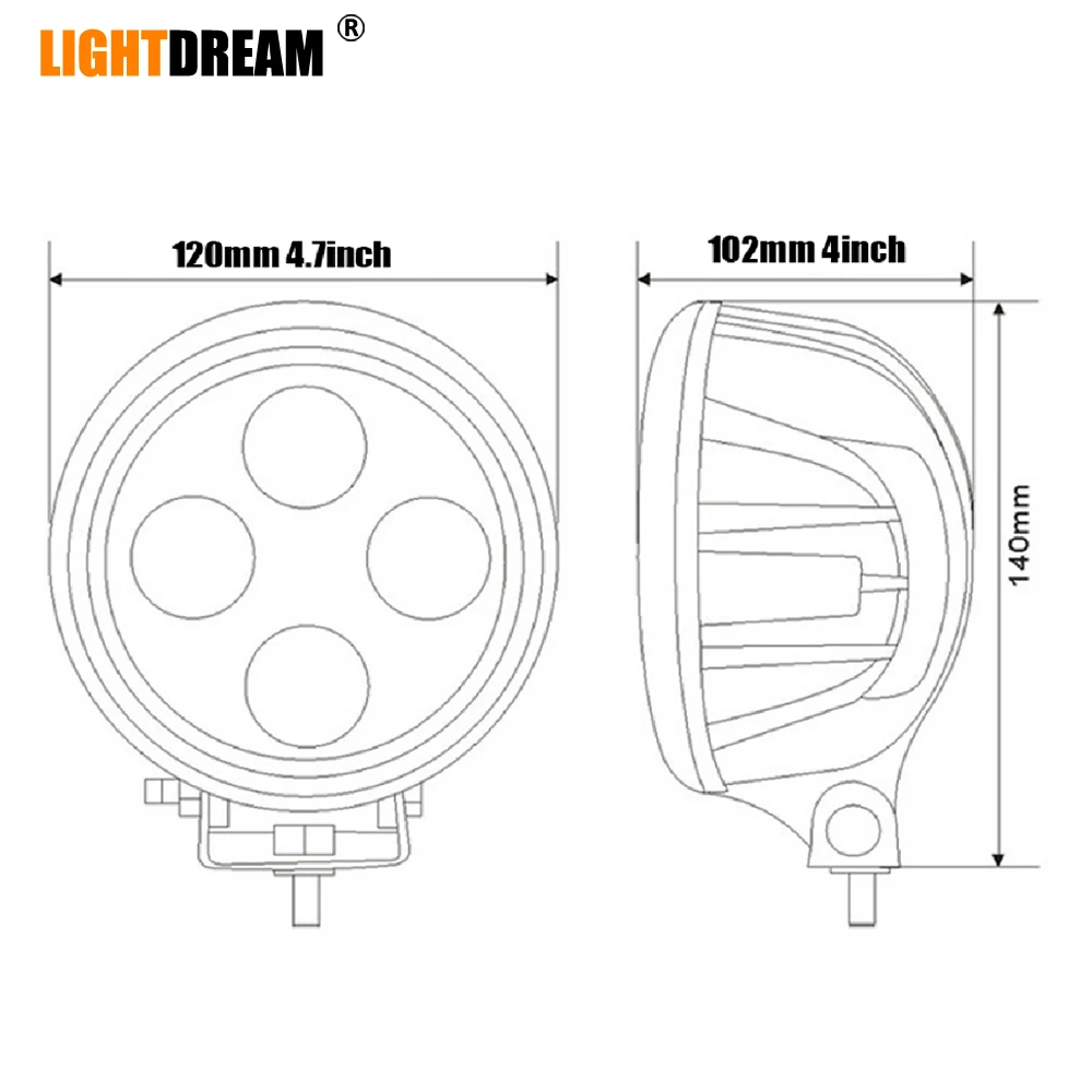 Круглсветодиодный светодиодные фары для трактора 4 7 дюйма 40 Вт