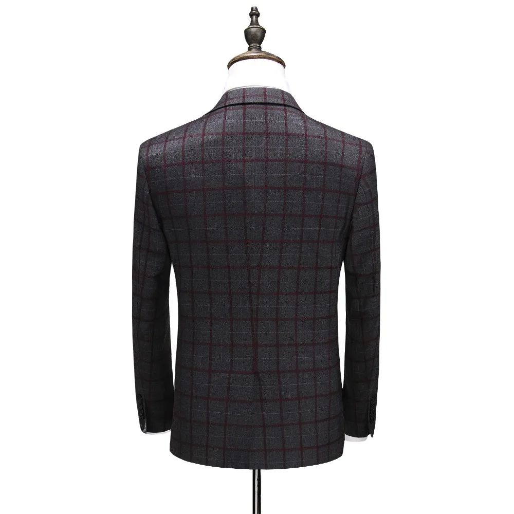Мужской Клетчатый костюм JZ CHIEF из 3 предметов облегающий свадебный для жениха