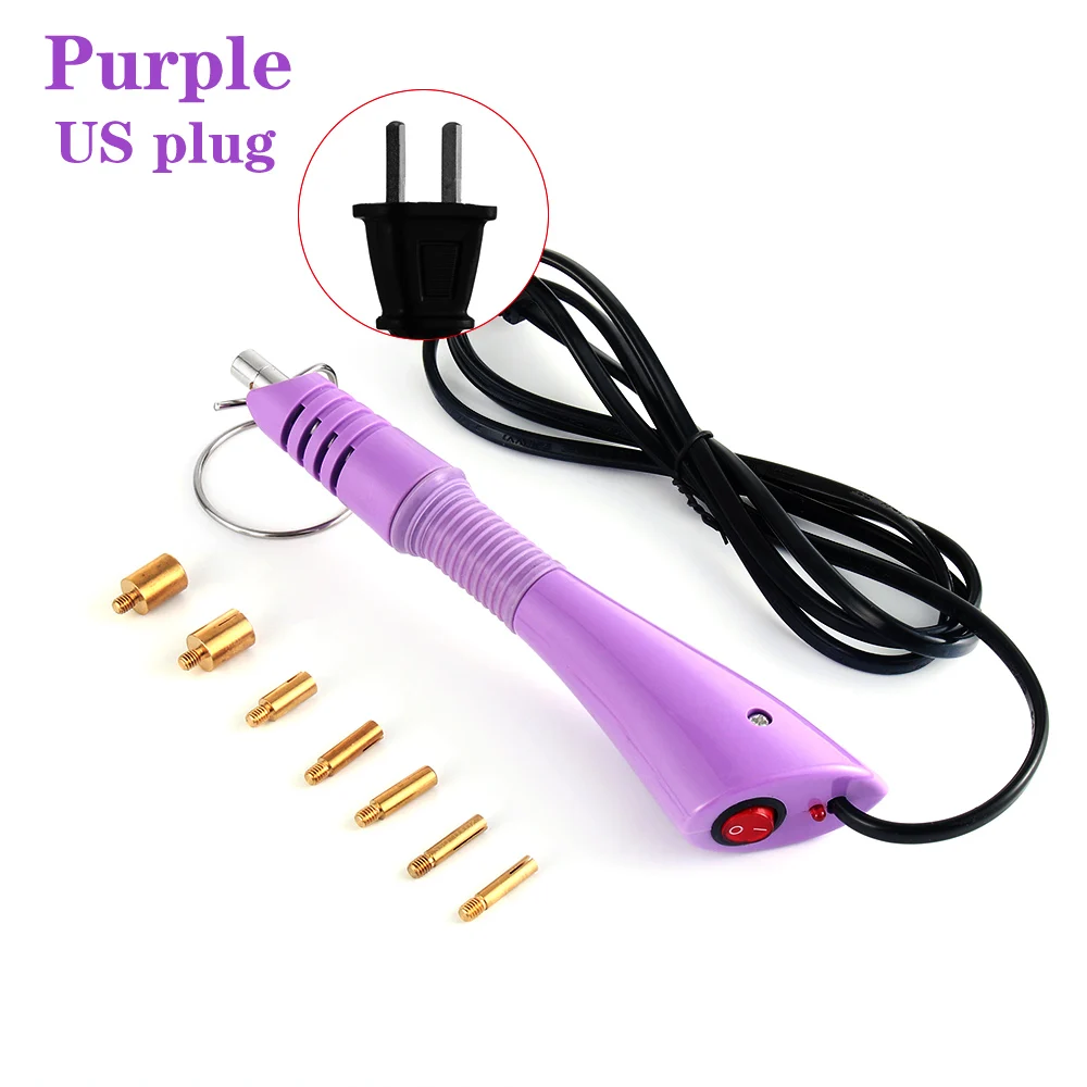 US plug purple UE/US 7 подсказок 5 секунд быстрый нагрев Горячая палочка устройство накладывания страз аппликаторы для украшений DIY Инструменты - Цвет: US plug purple