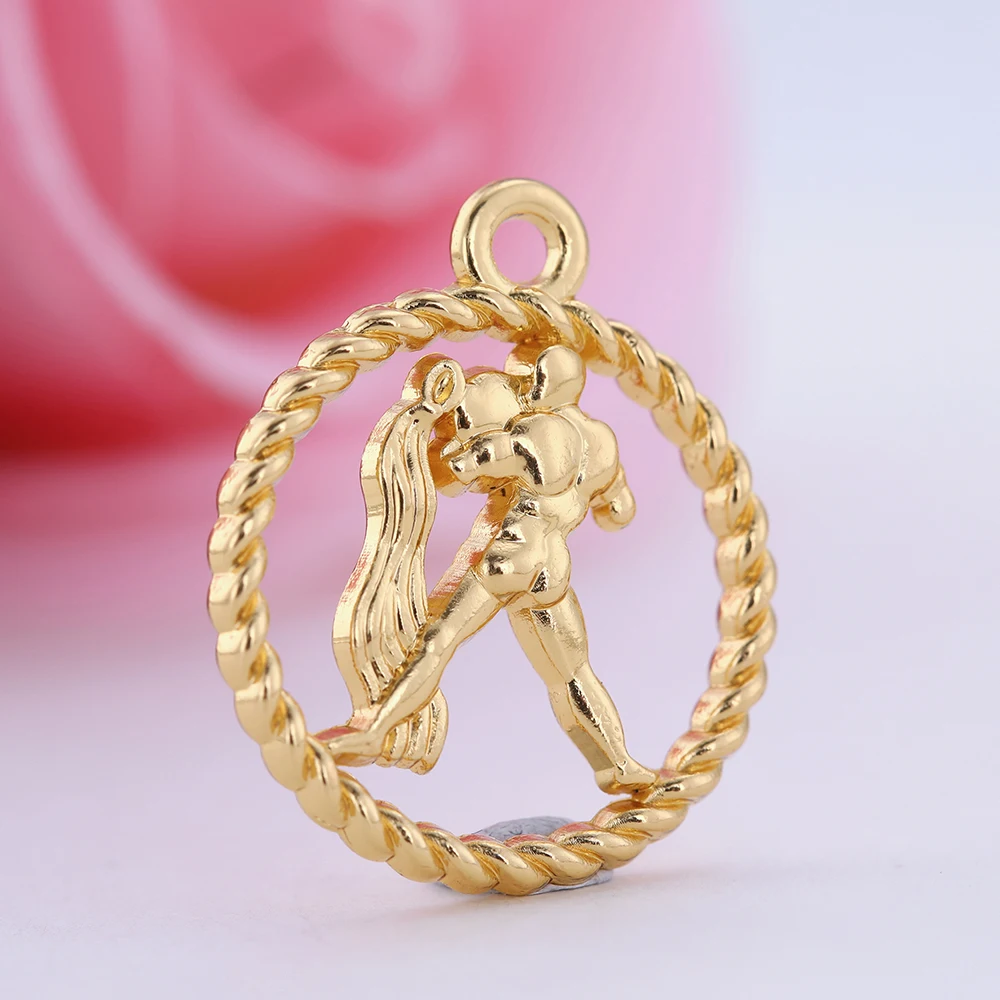 Моя форма 12 созвездий амулеты Астрология золотой круглый кулон Gemini Leo Scorpio Virgo