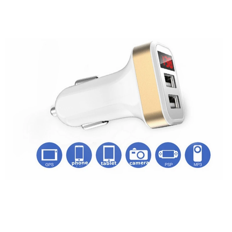 2.1A двойной USB Автомобильное зарядное устройство вольтметр 2 порта ЖК дисплей 12 24 в