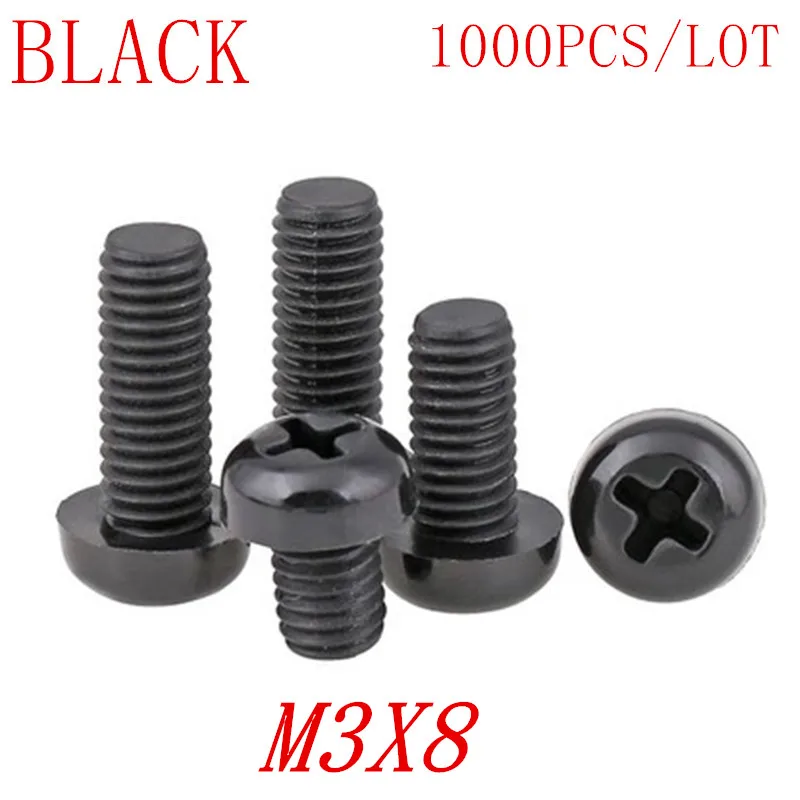

1000PCS wholesale M3*8 M3x8 black nylon plastic round pan head screw
