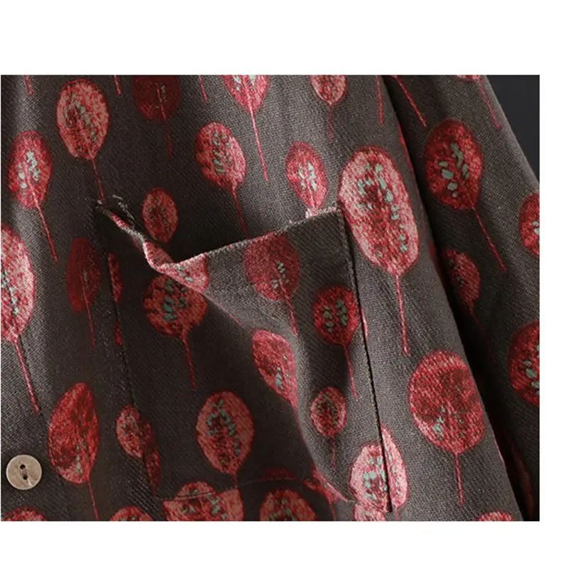 Длинный льняной Тренч с принтом женский свободный тонкий цветочным на весну лето