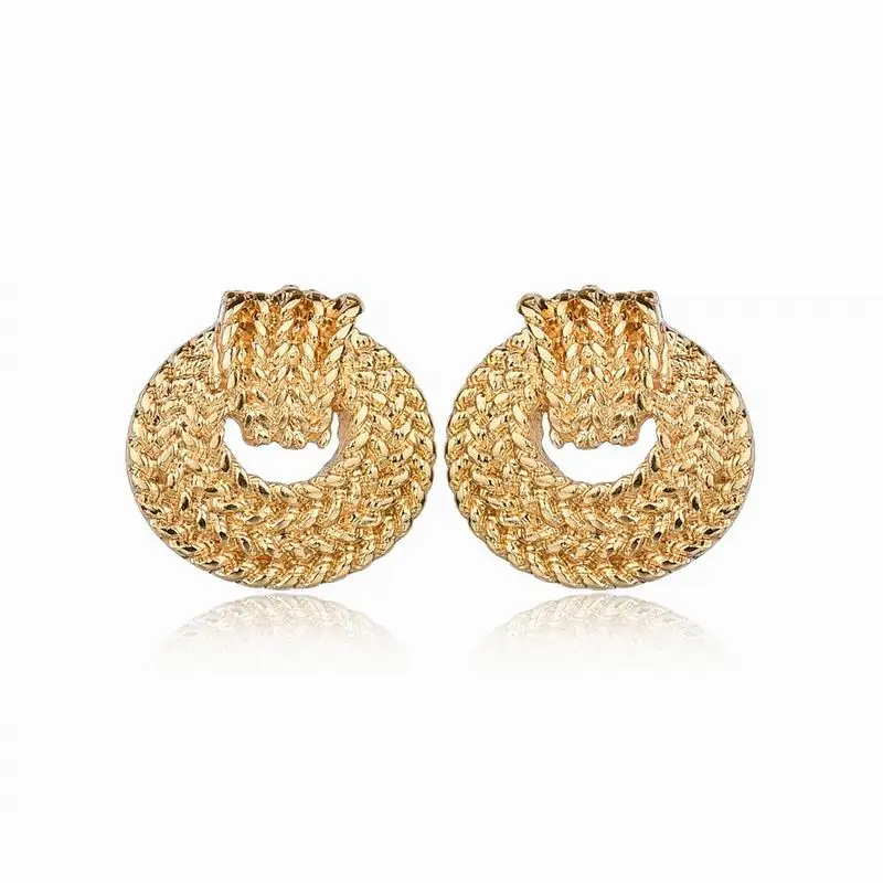 

KobitAce Stud Earrings for Women Female 2018 Boucle d'oreille twist Flower Clover Earring Gold Bijoux Jewelry Brincos Mujer