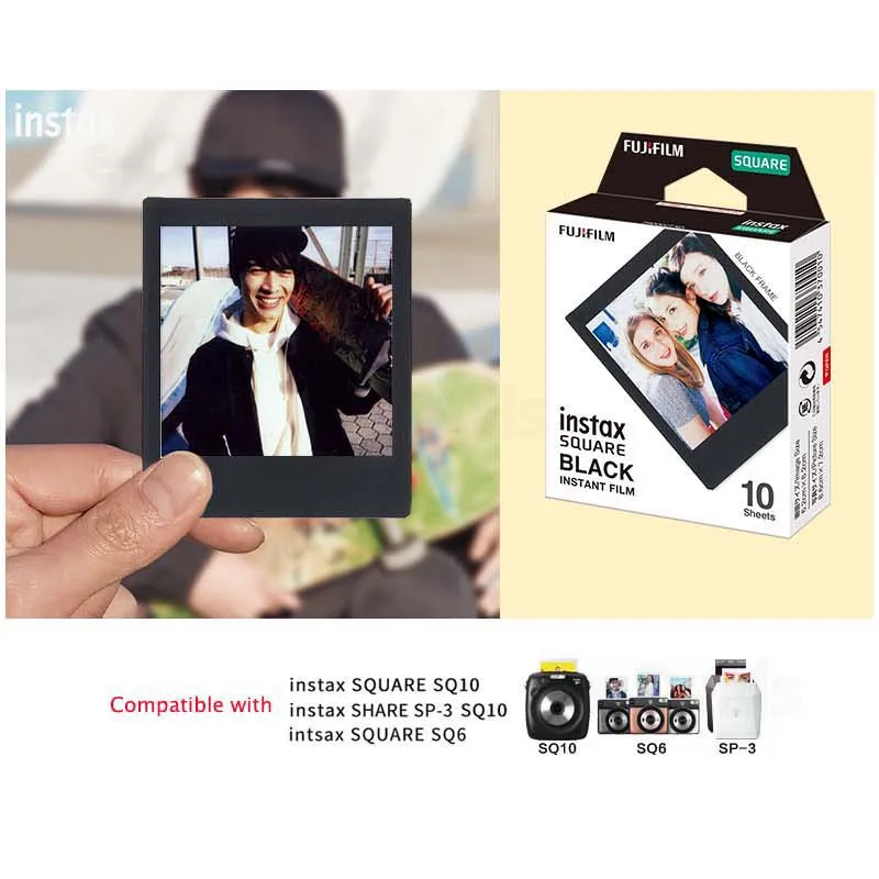 Fujifilm Instax квадратная черная рамка фотобумага (10 100 листов) для мгновенных пленок SQ10