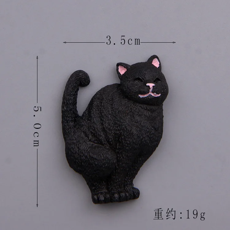 Black Улыбающаяся кошка магниты на холодильник мультяшный котенок фигурка животного белая доска наклейка магниты на холодильник Детская игрушка украшение дома - Цвет: Black